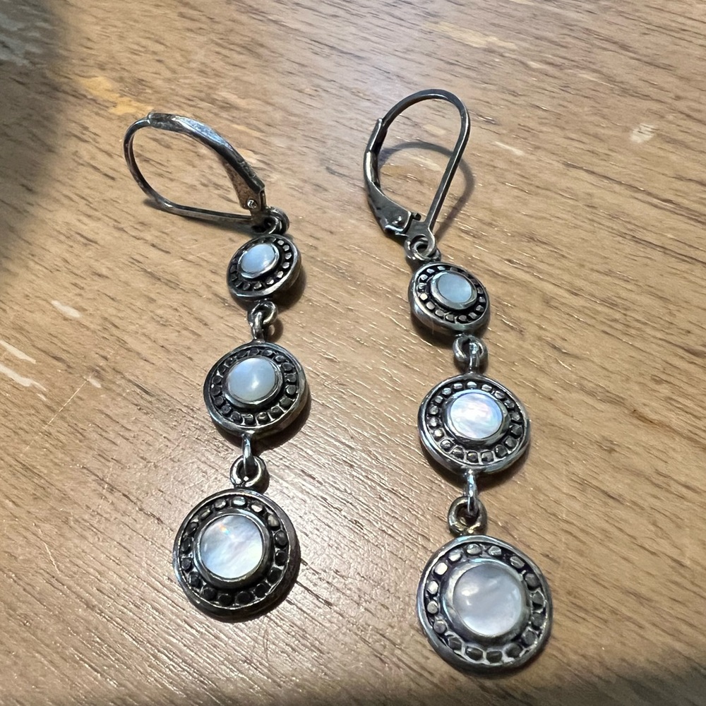 Sterling Silver 925 with Mother-of-Pearl Drop Earrings